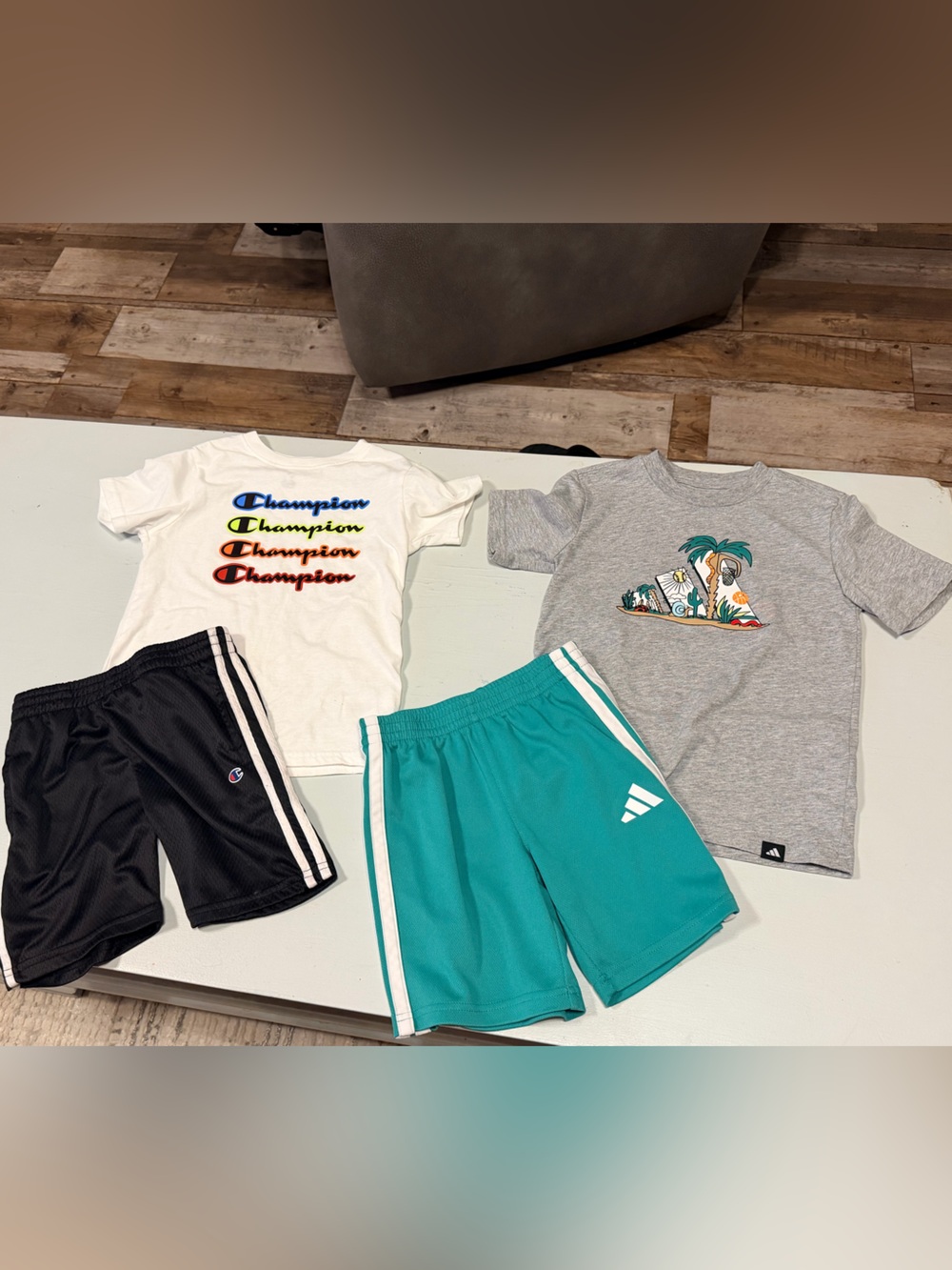 Champion Kids Teal and Black Athletic Shorts Set